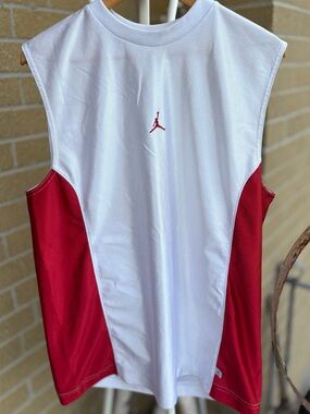 Jordan White & Red Sleeveless Basketball Tank